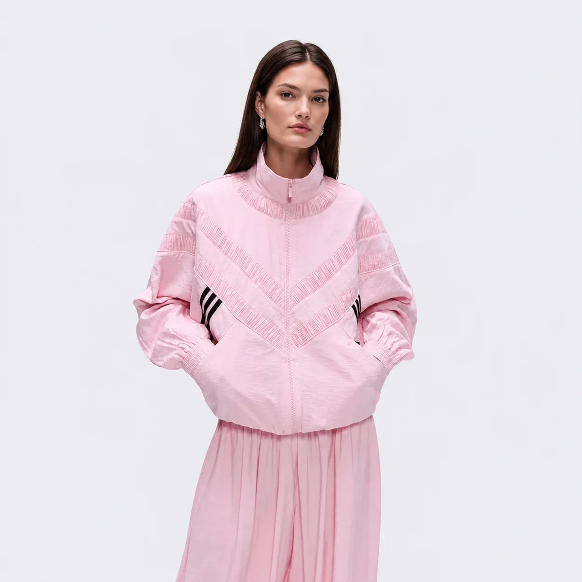 Pleated Track Top Pink